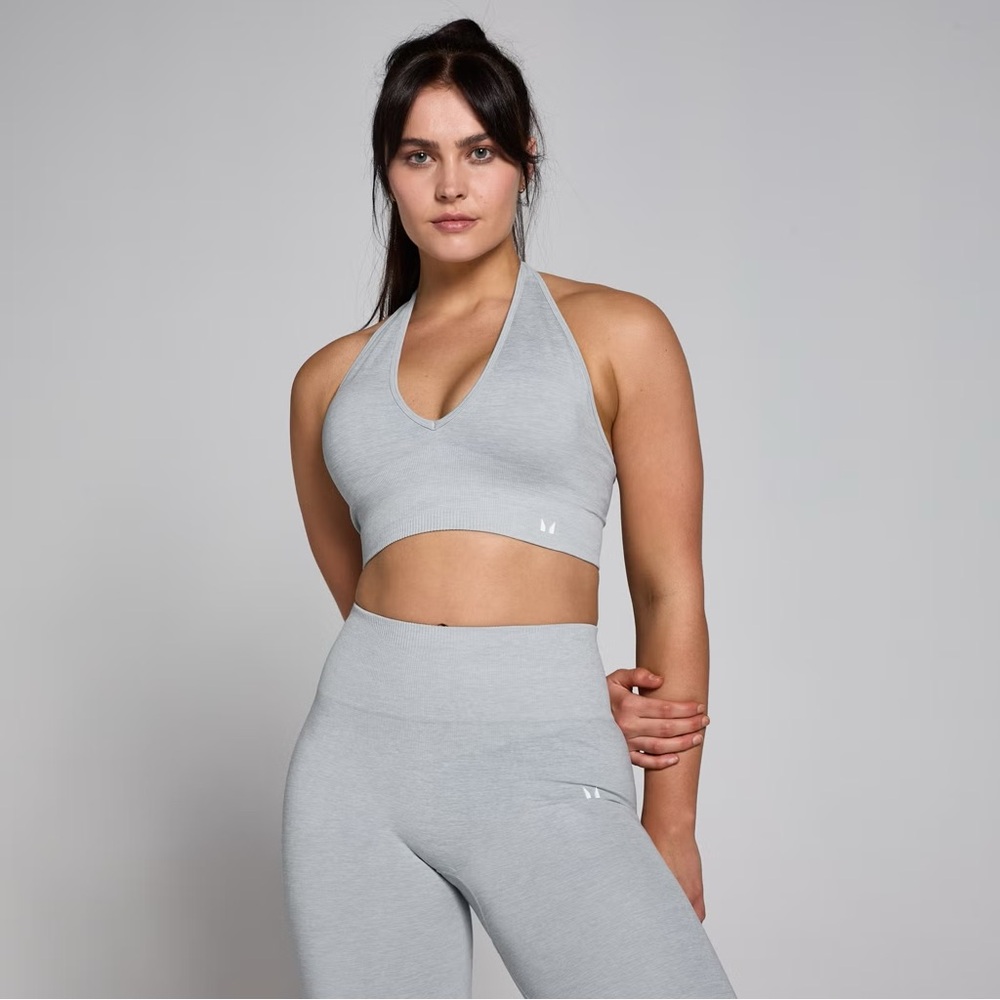 Grey My Protein Women's Tempo Seamless Halter Neck Bra size S